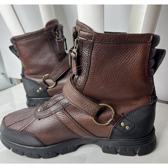 Polo Ralph Lauren Conquest Hi III Men's 9 D  Duck Boots Brown Leather 11571 - Picture 4 of 8